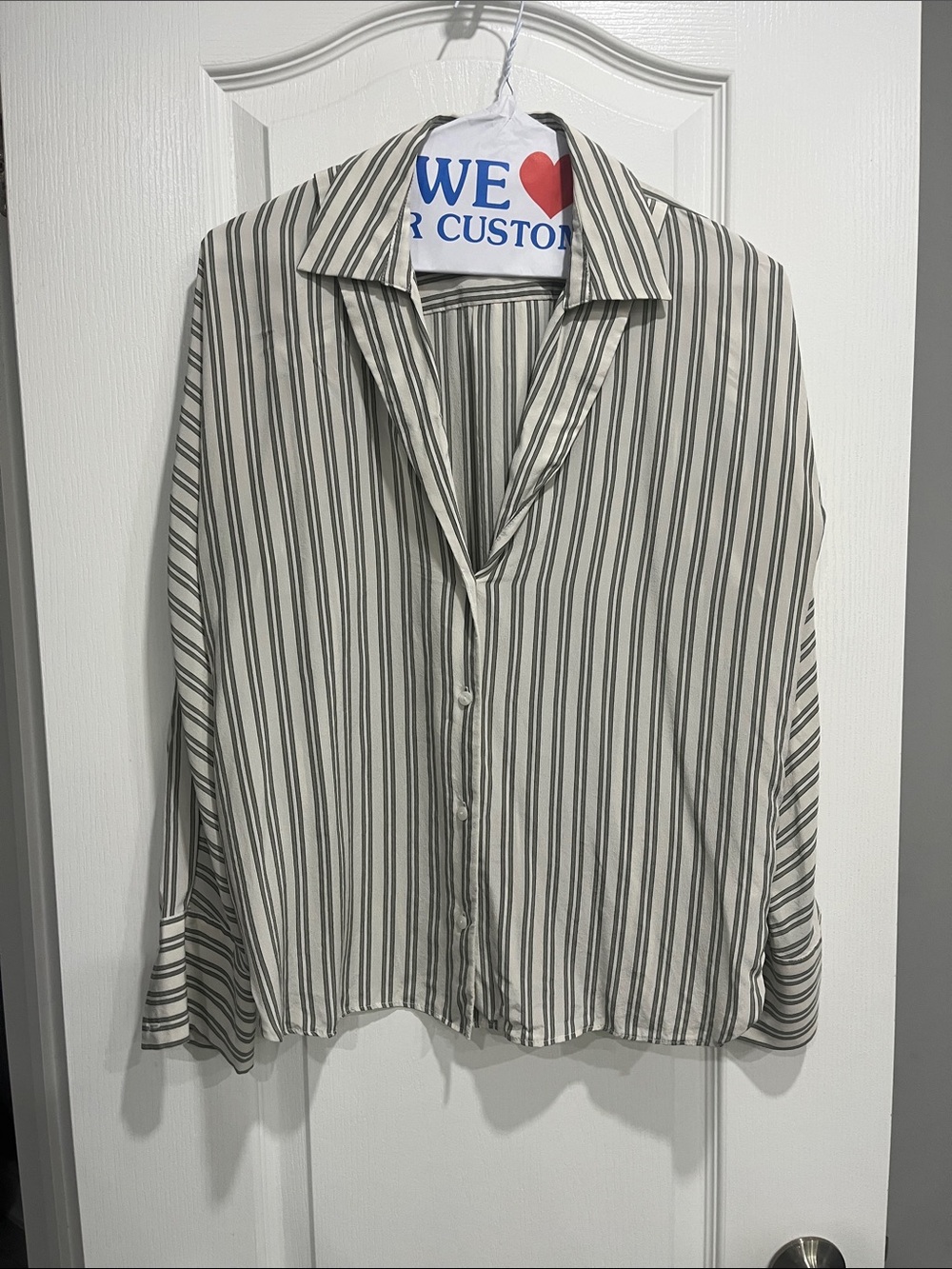 Club Monaco Women’s Vertical Stripe Button-Down Shirt - Cream & Black